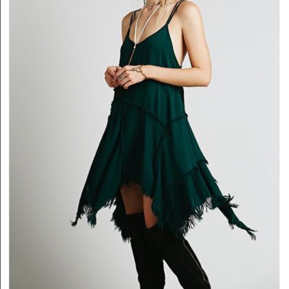 Free PeopleTattered Up Shred Slip in Green XS - Picture 1 of 5